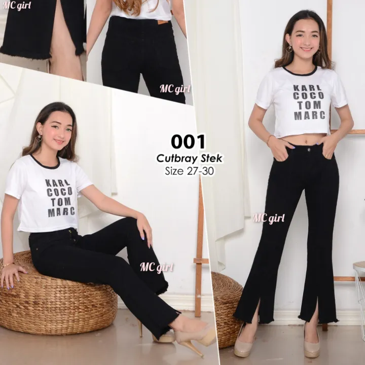 MC girl - Celana Jeans Cutbray Non-Stretch Tulang Belah Depan Rawis