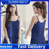 SUNNYBEST ชุดนอนขนาดพิเศษสำหรับผู้หญิง,เซ็ตชุดนอนหลวม Camisole + กางเกงขาสั้นชุดนอนชุดนอน