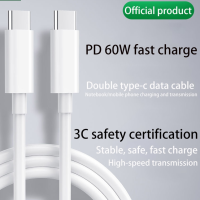 PDสายข้อมูลCถึงCสายชาร์จสำหรับHuawei Samsung Galaxy Xiaomi Redmiโทรศัพท์OPPO Oneplus VIVOแบบDual Type-Cหัว60Wที่ชาร์จไฟรวดเร็วUsb Cสายเคเบิลยูเอสบีเคเบิล