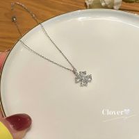 [COD] Korean version micro-inlaid zircon flower titanium steel necklace female ins trendy niche design light luxury pendant versatile clavicle chain