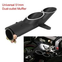 1PC Dual Outlet Motorcycle Exhaust Muffler Tail Pipe Slip On 51mm Universal Haberdashery