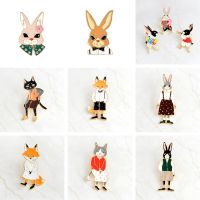 Cartoon Animal pins Humanoid Fox Cat Rabbit Cute Brooches Badges Bag Clothes Enamel pins Gifts For Friends Jewelry wholesale