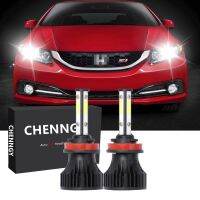 New หลอดไฟหน้ารถยนต์ LED 6000K H11 4 ด้าน สีขาว สําหรับ Honda CIvic (FB) 9thGen 2011-2016