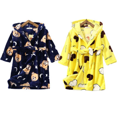 2021 Autumn Winter Boy Girl Flannel Pajamas Robes Children Bathrobe Soft Comfortable Baby Cute Homewear Clothes Kids Jacket Coat