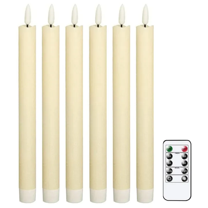 Flameless Taper Candles LED Electronic Long Rod Candle Light with 10
