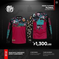 Ls prk floral aircool เสื้อแขนยาว ผ้ายืด ลายดอกไม้ สําหรับขี่รถจักรยานยนต์