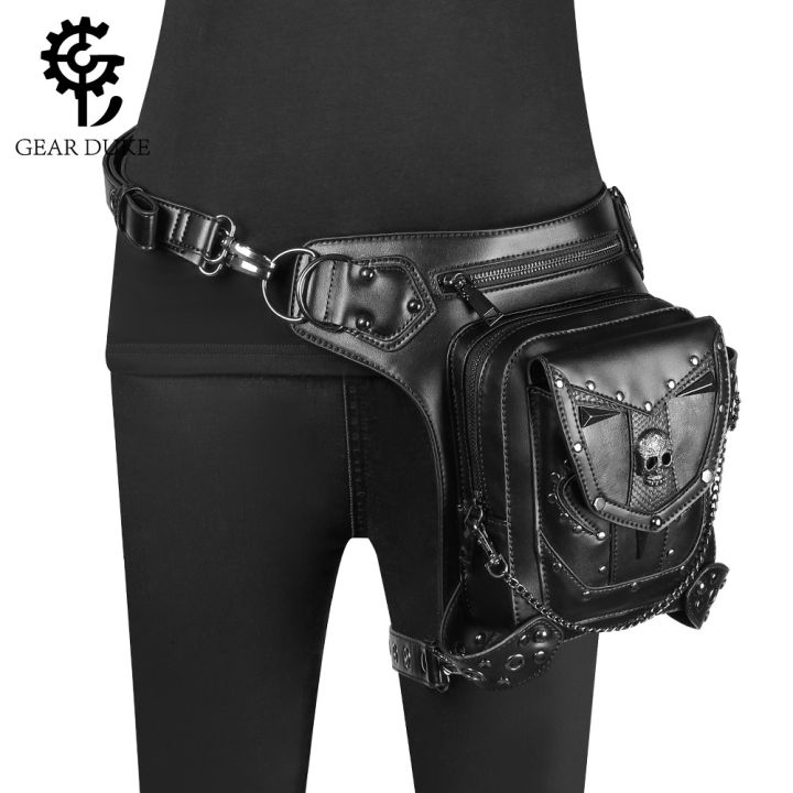 new-european-and-american-punk-motorcycle-skull-chain-bag-womens-cross-body-bag-pu-outdoor-pocket