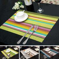 [HOT ZEXKLIOALQAQ 529] 4ชิ้น/ล็อตทนความร้อน PVC ห้องครัวรับประทานอาหาร Stripe ตาราง Placemats สำหรับตาราง Manteles Doilies ถ้วย Mats Coaster Pad 45x30cm