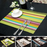 4PCS/Lot Heat Resistant PVC Kitchen Dinning Stripe Table Placemats for Table Mat Manteles Doilies Cup Mats Coaster Pad 45x30cm