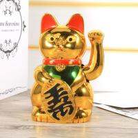 5นิ้ว/8นิ้วความมั่งคั่ง Waving มือแมวจีนโชคดีแมวทอง Maneki Neko น่ารักฮวงจุ้ยตกแต่งยินดีต้อนรับแมวหัตถกรรมศิลปะการตกแต่งร้าน