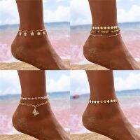 Simple Heart Anklets Bracelets For Women Sparkly Crystal Butterfly Leg Chain Boho Beach Barefoot Sandals Foot Jewelry