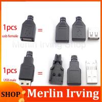 Merlin Irving Shop 50pcs 5V USB Type A male Female DIY 4Pin Plug Socket USB Connector Plug Adapter 4Pin Plastic Cover Solder Type A 2.0