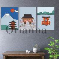 โปสเตอร์ญี่ปุ่น-Torii Gate - Mount Fuji - Kyoto Temple - Japan Wall Art Print-ภาพวาดผ้าใบท่องเที่ยวญี่ปุ่น-ตกแต่งห้องนั่งเล่น