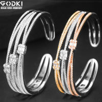 GODKI 3 ROWS In 1 New Luxury Stackable Bangle Cuff For Women Wedding Full Cubic Zirconia Dubai Bracelet Party Jewelry2019