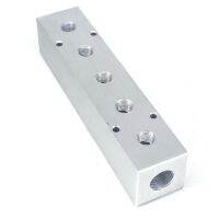 LLJLJ-G1/2quot; In G1/4quot; Out 5 Way Pneumatic Air Solid Aluminum Manifold Block Splitter