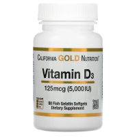 พร้อมส่ง!!! California Gold Nutrition, Vitamin D3, 125 mcg (5,000 IU), 90 Fish Gelatin Softgels