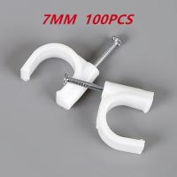 100pcs 7mm Round Steel Nail Cable Wire Wall Hanging Screw Clips Cable Clip For RG59 RG6 White High Quality Low Price Favorable