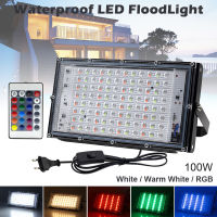 100W LED Floodlight RGB ไฟแนวนอน220V IP65น้ำท่วมไฟกันน้ำพร้อมสวิตช์ลวดสำหรับแสงกลางแจ้ง