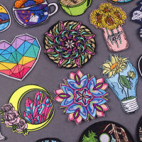 Embroidery Patch Flower Patches For Clothing crystal Stripes Iron On Patches On Clothes DIY Moon Badges On Backpack Accessory Haberdashery