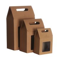 Wedding Favors Kraft Paper Birthday Party Supplies Clear PVC Window Paper Gift Package Candy Wrapping Bag Present Case Gift Wrapping  Bags