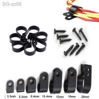 50pcs Black Nylon R shape Cable Clamp With 25pcs Self-tapping screw Wire Electrical Hose Loop Fixer Plastic cord Ties