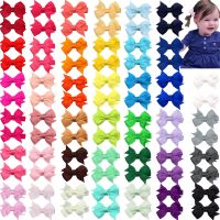 80 Pieces 40 Colors in Pairs Baby Girls Fully Lined Hair Pins Tiny 2" Hair Bows Alligator Clips for Little Girls Infants Toddler