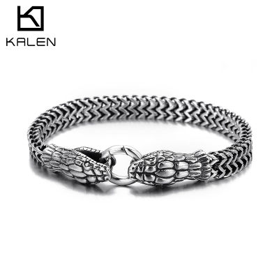 Kalen Punk Snake Chain Stainless Steel Mens Bracelet Simple Wristband Jewelry As A Gift
