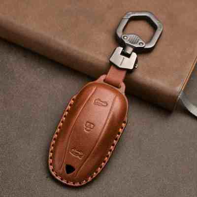 Car Key Cover for Tesla Model3 Model  Y S X Keyring Shell Case Luxury Genuine Leather Fob Protector Holder Accessories