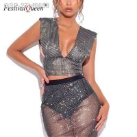 ◎ เสื้อ27bf6658 Saia De Grade Strass Brilhante Feminina Sexy Para Avavés Do Elácintura Encobrir A Praia Roupa Festa Verão