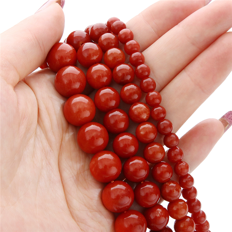 6/8/10mm Natural Red Ruby Round Carnelian Gemstone Jade Loose Beads 15" 