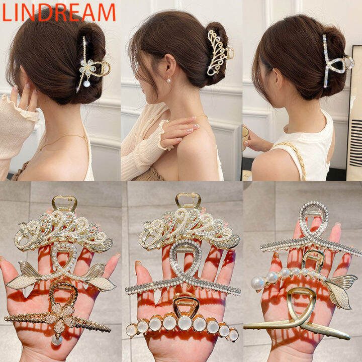 lindream-พลอยเทียม-สไตล์เกาหลี-หรูหรา-แฟชั่น-กิ๊บติดผมไข่มุก