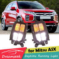 LED DRL ไฟวิ่งกลางวันสำหรับ Mitsubishi Asx/outlander Sport 2020 2021 2022 2023หมอกโคมไฟ W/ สีเหลืองเลี้ยวสี่ตา