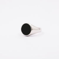 แหวนเงินแท้925 Onyx Round Pinky Signet Ring