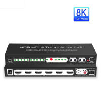 HDMI True 2 1 Matrix Switch 4K 120Hz 8K 4x 2สวิทซ์แยก HDMI 4K 120Hz HDR 10 8K Matrix HDMI สำหรับ Dolby Atmos CEC ARC PS5 XBOX