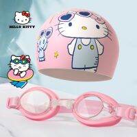 Kawaii Sanrio อนิเมะหมวกว่ายน้ำ Hello Kitty แว่นตาว่ายน้ำหมวกอาบน้ำกางเกงว่ายน้ำสินค้ากีฬาความคิดริเริ่มของขวัญสำหรับเด็ก