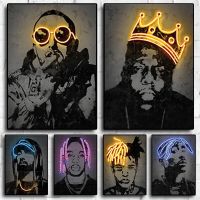 คุณภาพสูง Hip Hop นักร้อง Rapper Star โปสเตอร์ Neon Design Art Home Wall ตกแต่งภาพวาดผ้าใบบาร์ห้องนั่งเล่นห้องนอน Pictures