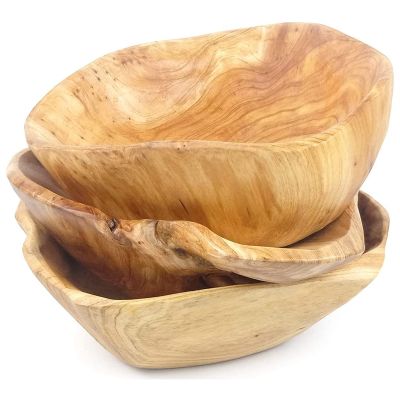 Wooden Fruit Salad Serving Bowl Hand-Carved Root Bowls Living Room Real Wood Candy Bowl