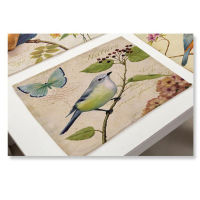 Hand painted pastoral bird placemat Fabric coaster Table decoration mat Kitchen Manes individuales Onderzetters H351