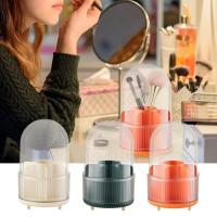 Rotating Makeup Brush Holder Makeup Brush Holder with Lid Makeup Brush Organizer with Clear Lid 360 Rotating Dustproof Brushes Container for Vanity Stationery advantage