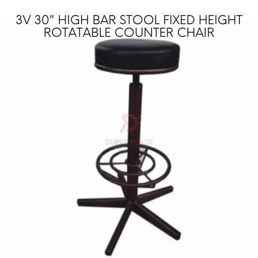 30inch 3V High Bar Stool Fixed Height Rotatable Counter Chair Powder Coating Steel Stool Lazada