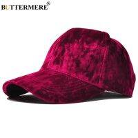 [Hat vendor]หมวกเบสบอลกำมะหยี่สีแดงแบรนด์ BUTTERMERE สำหรับผู้หญิงดีไซน์เนอร์หมวกเบสบอลปรับได้ Gorra Beisbol หมวกและหมวกแก๊ปลำลองแบบเกาหลี