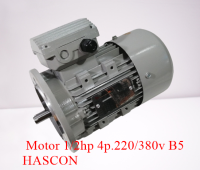 มอเตอร์หน้าแปลน1/2แรง 3สาย มอเตอร์ไฟฟ้า แบบหุ้มมิดมาตรฐานสูงIP55 B5 Motor 1/2hp(0.37kw) 4p 3ph.220/380v HASCON