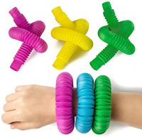 Xiu112Pcs Mini Pop Tubes Sensory ของเล่นสำหรับผู้ใหญ่ Fidget ความเครียดบรรเทาของเล่นเด็ก Squeeze ของเล่นพลาสติกที่มีสีสัน Bellows เด็ก Toysc12-58