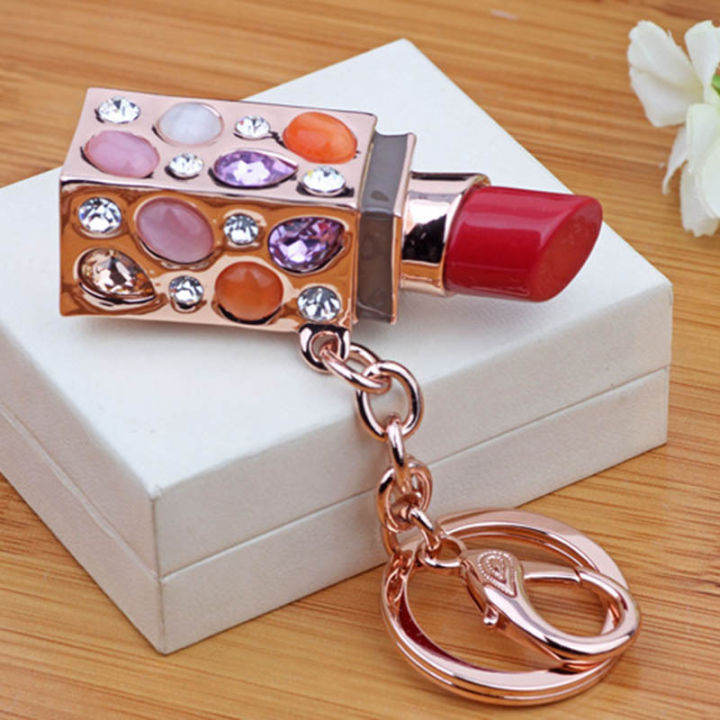 in-stock-ใหม่สร้างสรรค์แฟชั่นของขวัญลิปสติกสีแดงสวยหรูพวงกุญแจกระเป๋าจี้จี้เครื่องประดับขายตรง