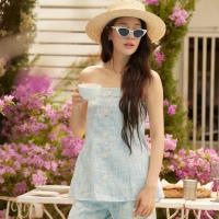 lookbooklookbook julie top tweed blue ชุดเกาะอก สีฟ้า