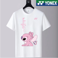 YONEX 2023เสื้อแขนสั้นกีฬาเสื้อยืดลายอักษรจีนเกาหลีเสื้อแบดมินตันใหม่ใส่ได้ทั้งชายและหญิงแห้งเร็วเสื้อผ้าลำลองและกีฬาดูดซับเหงื่อ