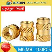 ﹍◑ 100pcs M6 M8 Insert Nut Brass Hot Melt Knurled Thread Embedment Heat Inserts Copper Nut Embed Pressed Fit into Holes for Plastic