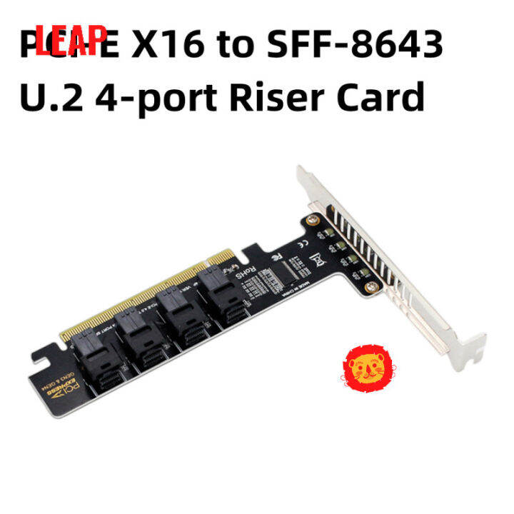 Pcie X16 ke 4 port AS 2 Nvme Sff-8643 kartu ekspansi Sff-8639 Pci-e 4.0