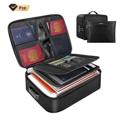 2 in 1 Set Safety Fire Resistant Material Zipper Storage Bag Fireproof Cash Passport Legal Documents Storage Money File Bags