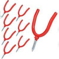 เหล็กเคลือบสีแดงติดผนังสกรูในผู้ถือเครื่องมือ95x66มิลลิเมตร U-Hooks สำหรับการจัดเก็บโรงรถพลั่ว Rakes ไม้กวาดสวนเครื่องมือ